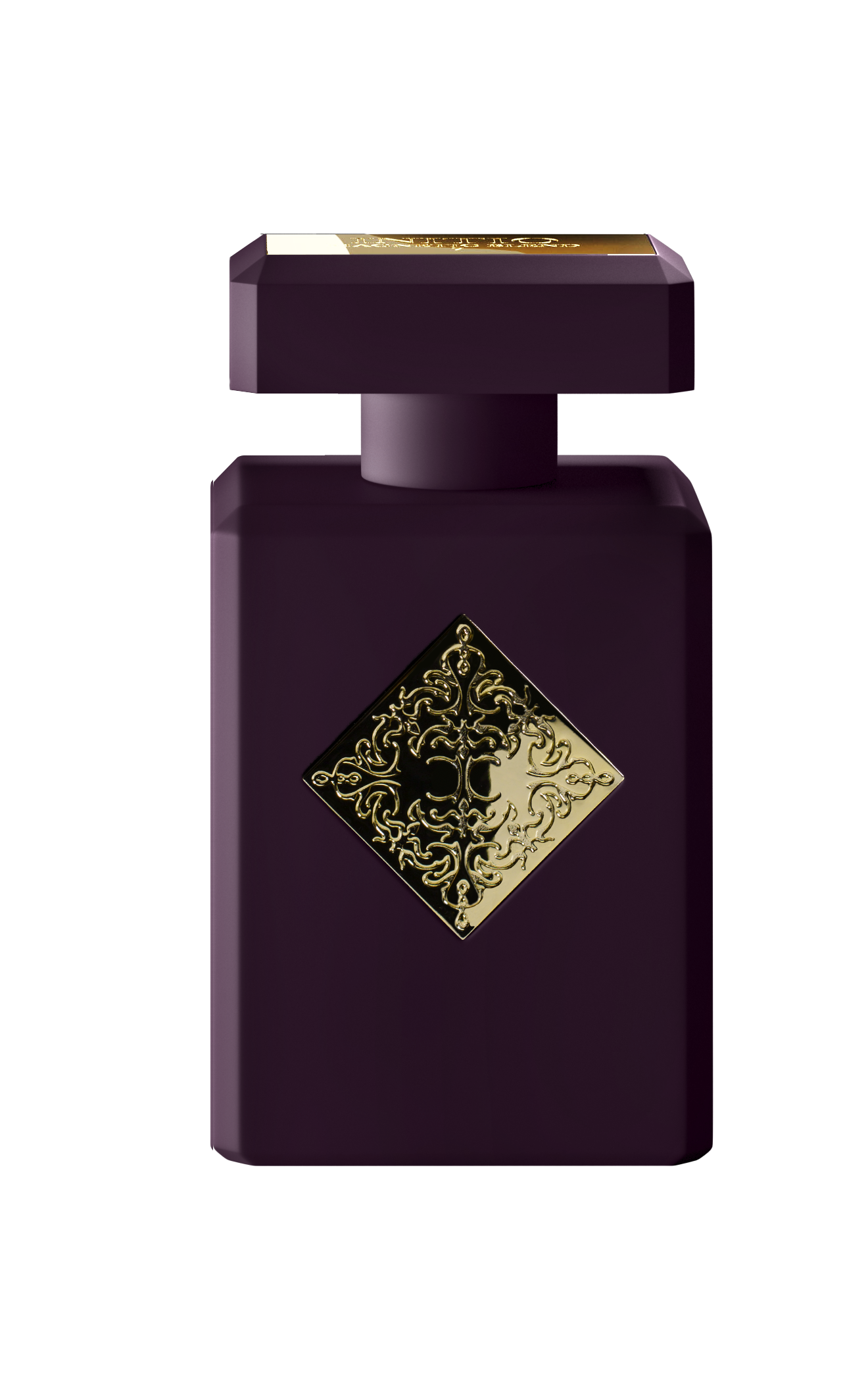 A dark purple perfume bottle with a square, gold-decorated label and matching cap, set against a white background—perfect for highlighting Side Effect Eau de Parfum by INITIO.