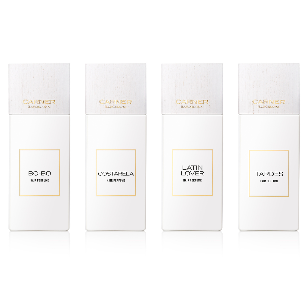 A COSTARELA HAIR PERFUME by GIFTS stands out with a minimalistic white bottle and gold accents, reflecting its lasting scent appeal.
