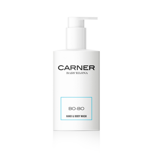 A white pump bottle labeled GIFTS with BO-BO HAND&BODY WASH written below, featuring a moisturizing body wash made with natural ingredients, set against a plain white background.