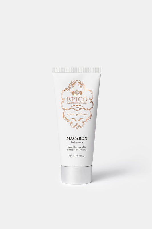 Epico Macaron body cream tube on a white background