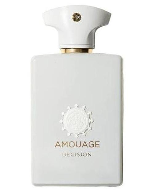 Amouage Decision perfume bottle on a white background