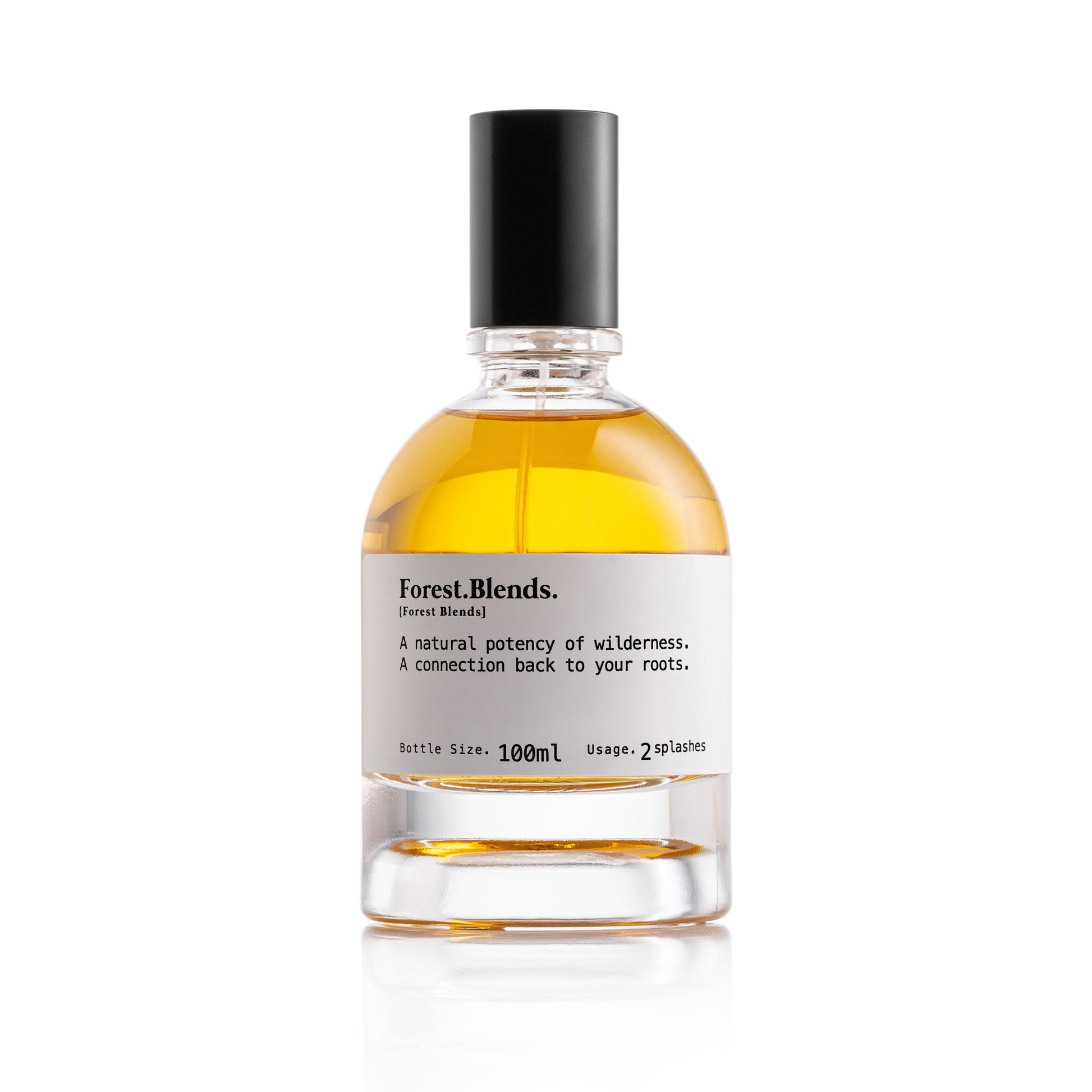 A 100ml clear glass bottle of Scentologia’s Forest.Blends Eau de Parfum, with amber liquid. The label promises “a natural potency of wilderness” and a leathery, woody scent. Usage: 2 splashes.