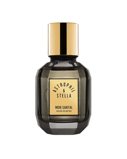Bottle of fragrance with the words  Mon Santal Extrait De Parfum by Astrophil & Stella