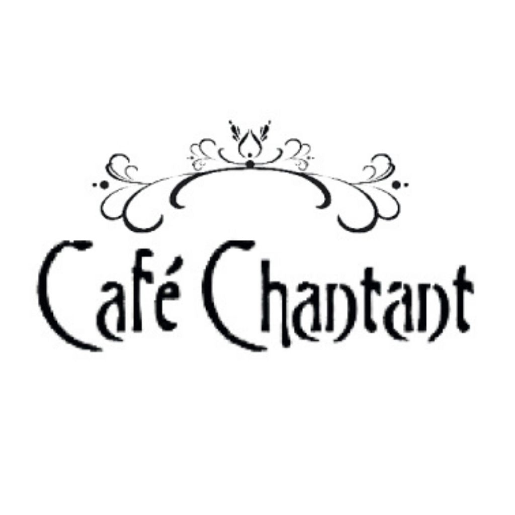 Stylized black text logo reading "CAFE CHANTANT Eau de Parfum - Nobile 1942" with decorative flourishes and a swirl above, evoking the allure of gourmand vanilla perfume—all set on a white background.