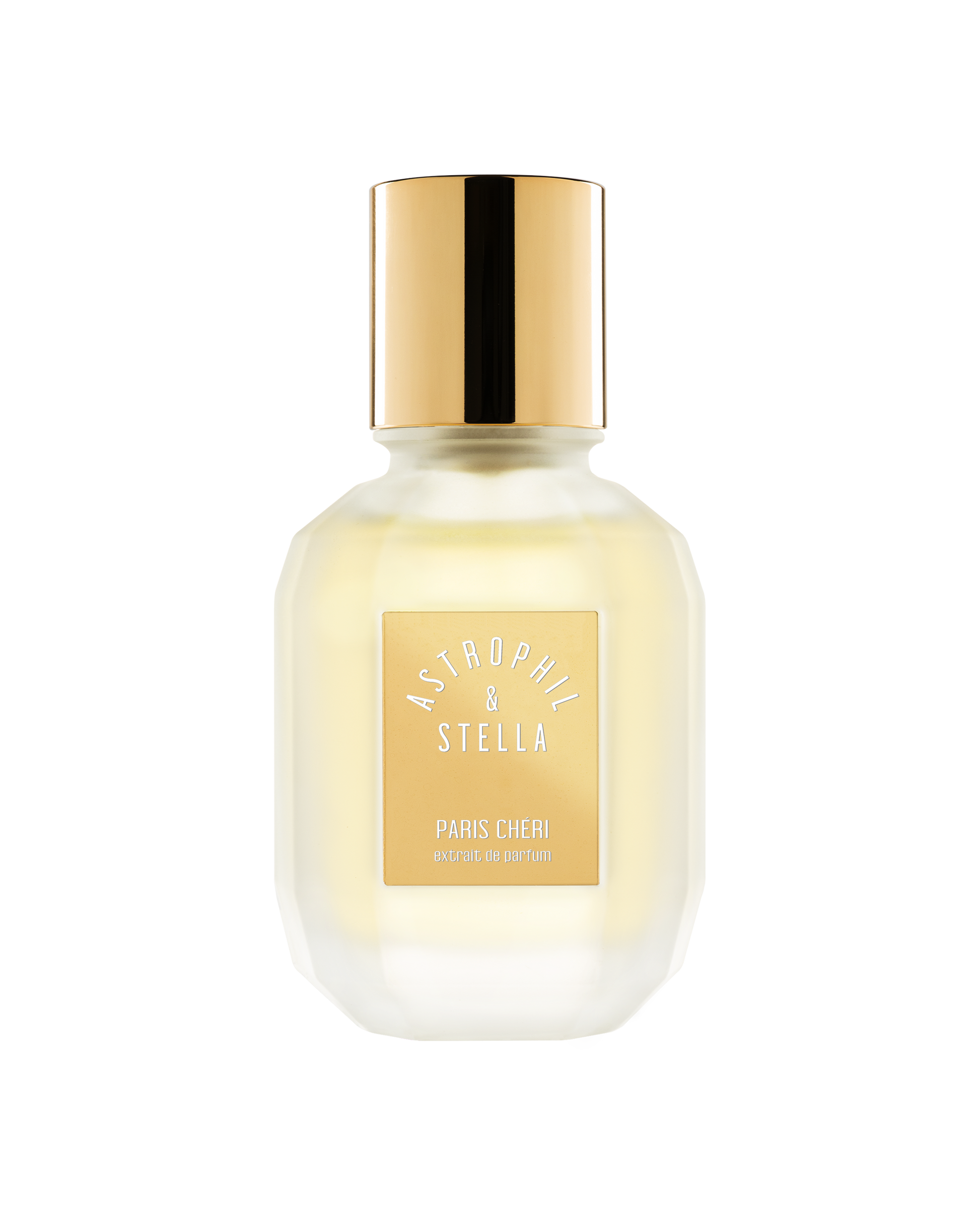 Bottle of fragrance with the words Paris Cheri Extrait De Parfum by Astrophil & Stella