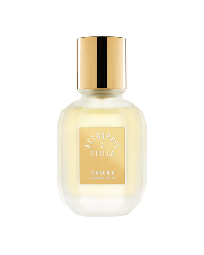 Bottle of fragrance with the words Paris Cheri Extrait De Parfum by Astrophil & Stella
