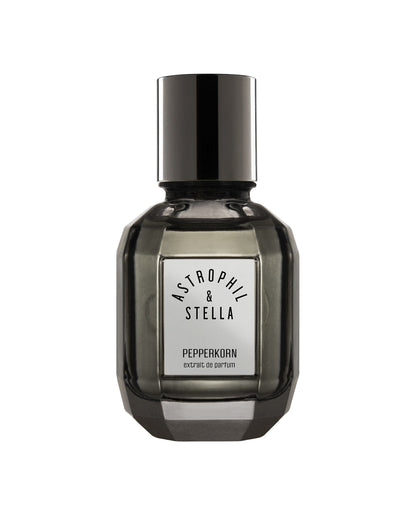 Perfume bottle labeled 'Pepperkorn Astrophil & Stella' on a white background 