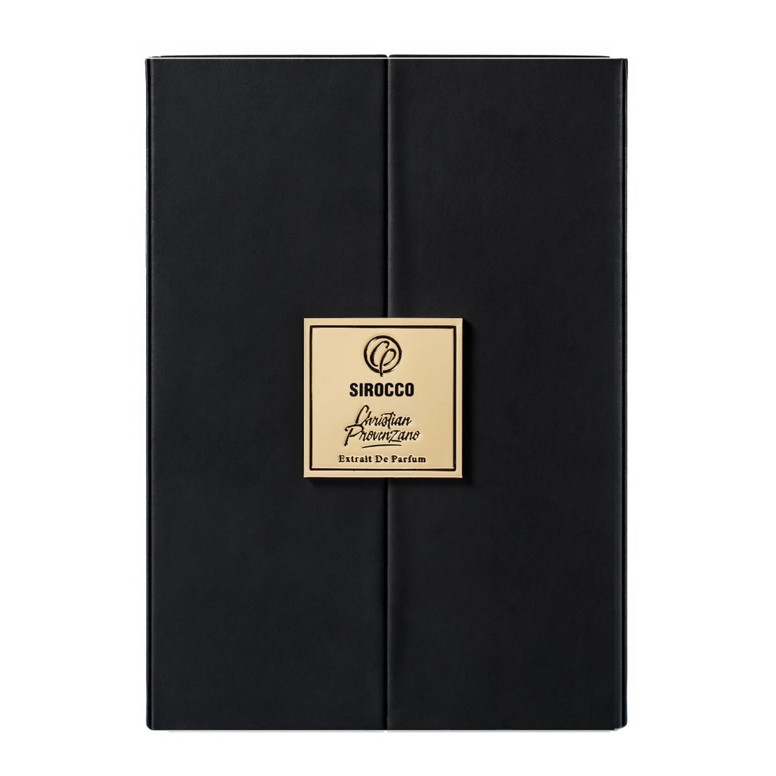 Sirocco Extrait De Parfum by Christian Provenzano Black box packaging on a white background