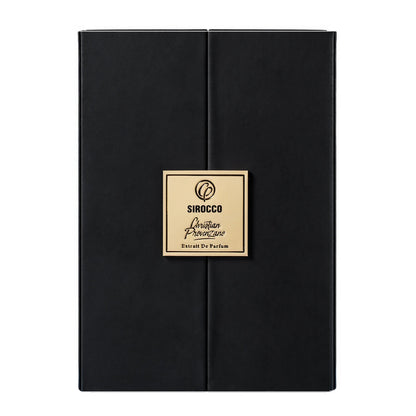 Sirocco Extrait De Parfum by Christian Provenzano Black box packaging on a white background