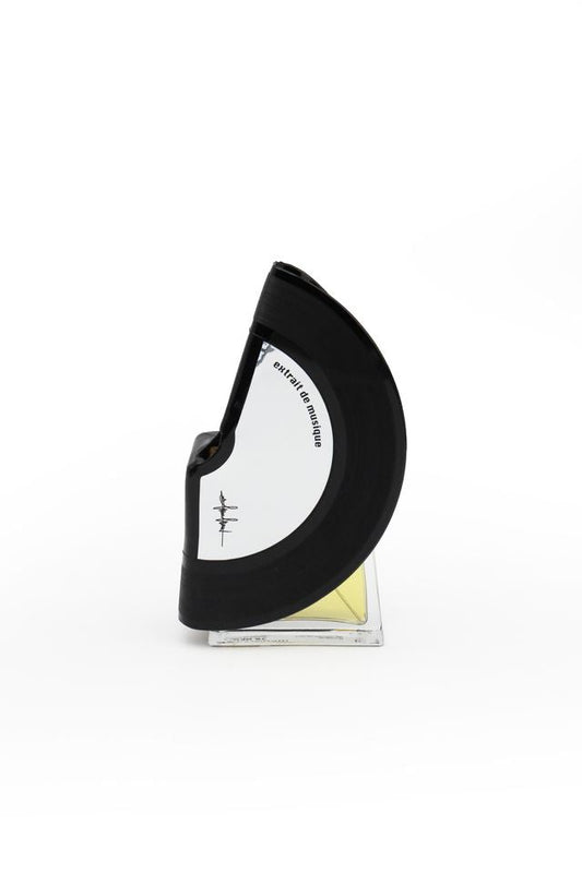 'Filippo Sorcinelli Organ Series'Black and white perfume bottle with cap on a white background